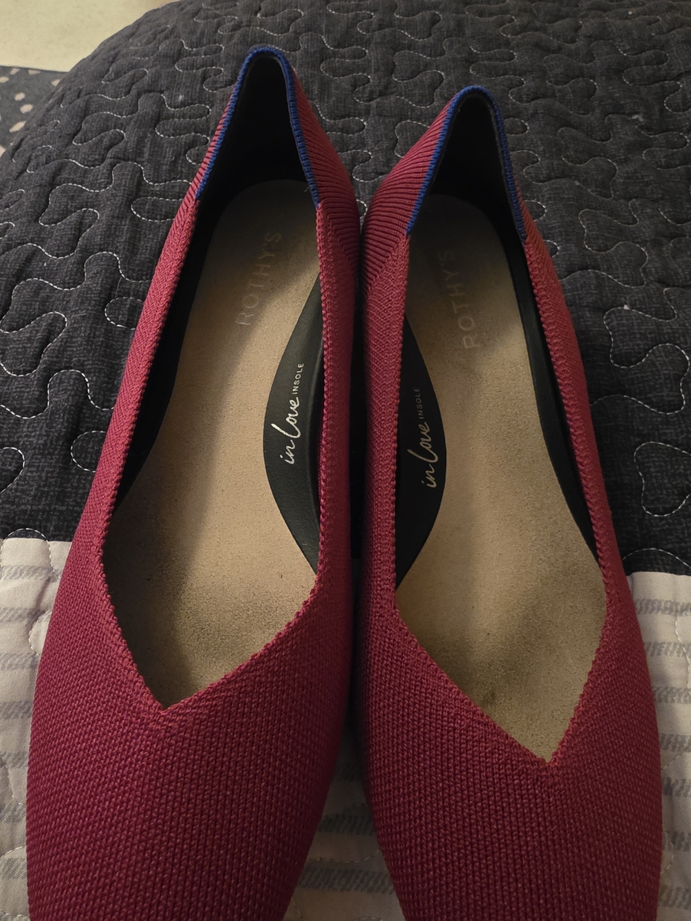 Rothy's Burgundy Low Block Heel Pointed Pumps - Picture 2 of 4